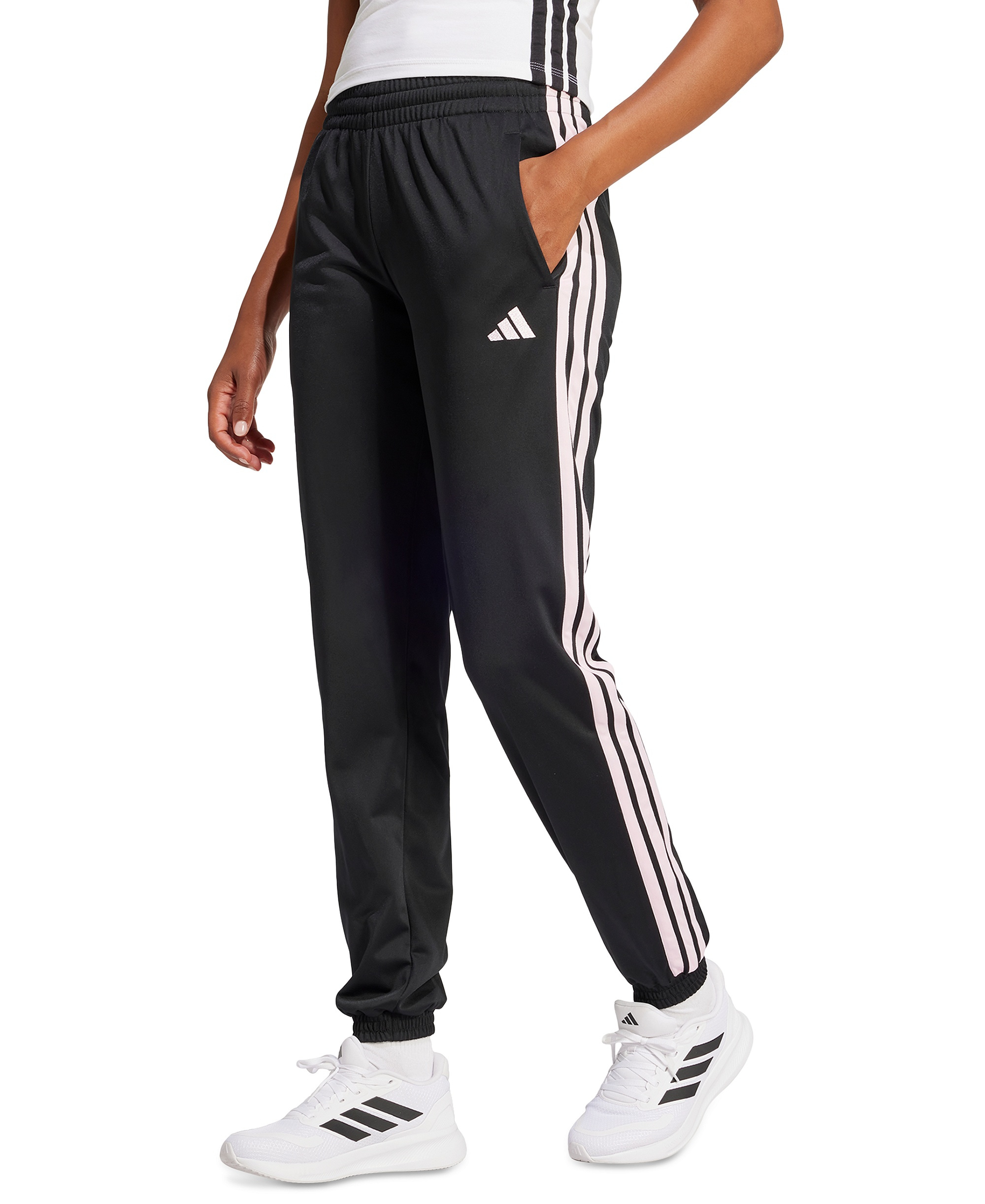 adidas Women's Tricot 3-Stripes Track Pants - Black/Clear Pink