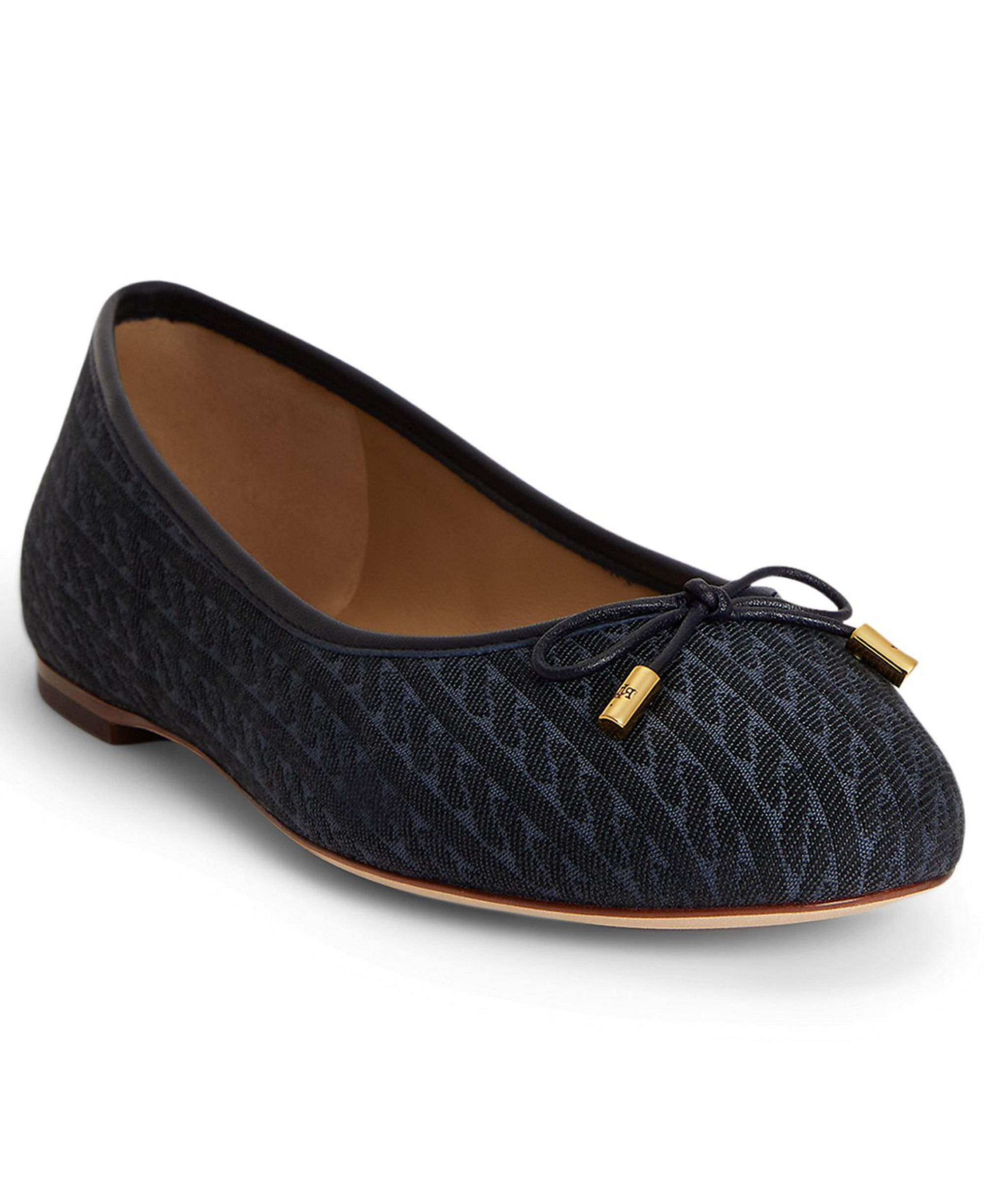 Lauren Ralph Lauren Women's Jayna Nappa Leather Slip-On Flats - Lauren Navy Cable Knit