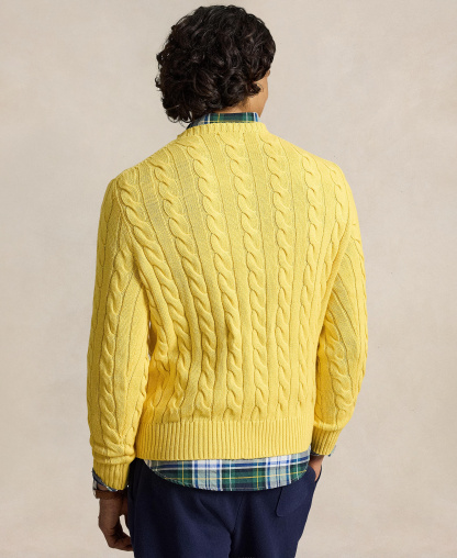Polo Ralph Lauren Men's Cable-Knit Cotton Sweater - Collegiate Yellow