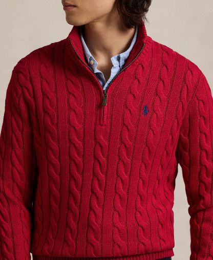 Polo Ralph Lauren Men's Cable-Knit Cotton Sweater - Park Avenue Red