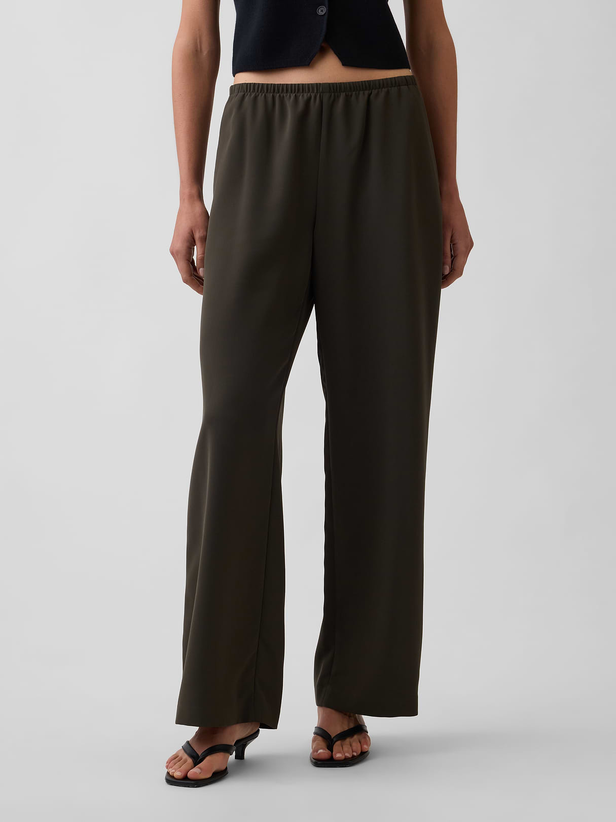 Easy Wide-Leg Pants - Deep woods green