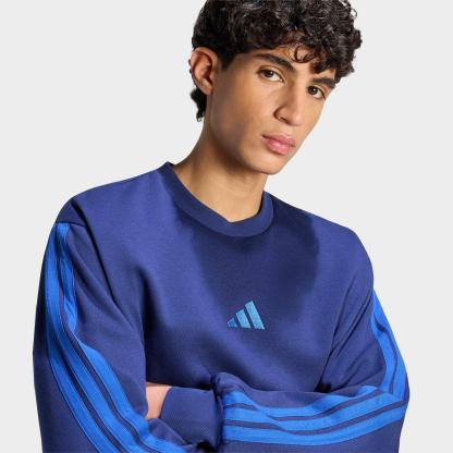 Men's adidas Essentials 3-Stripes Fleece Crewneck Sweatshirt - Dark Blue/Team Royal Blue