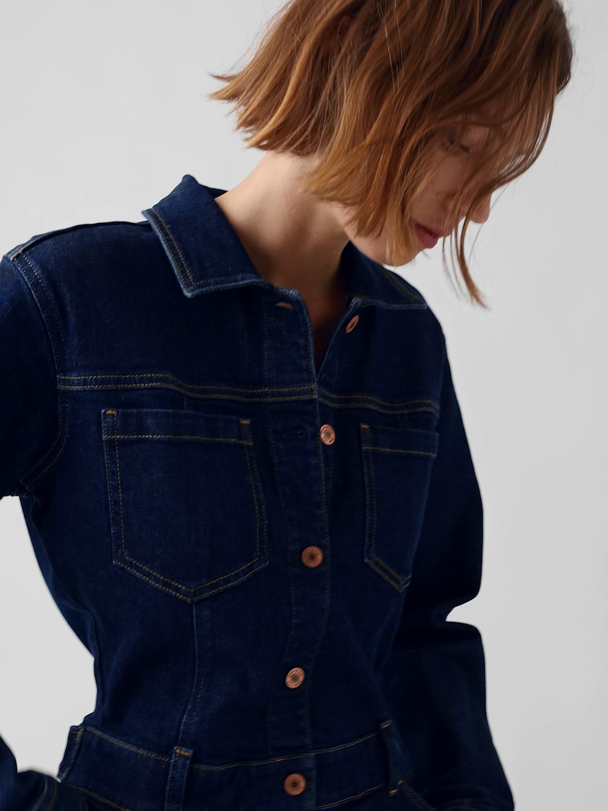 Denim Stride Wide-Leg Jumpsuit - Dark wash