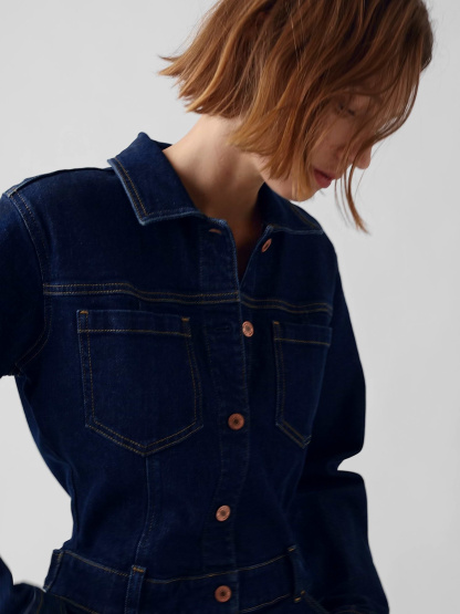 Denim Stride Wide-Leg Jumpsuit - Dark wash
