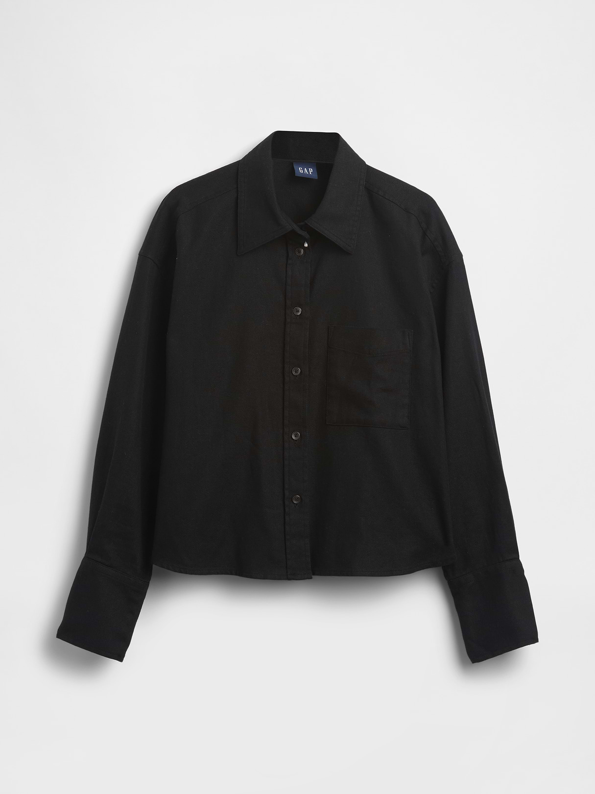 Linen-Cotton Oversized Shirt - Black