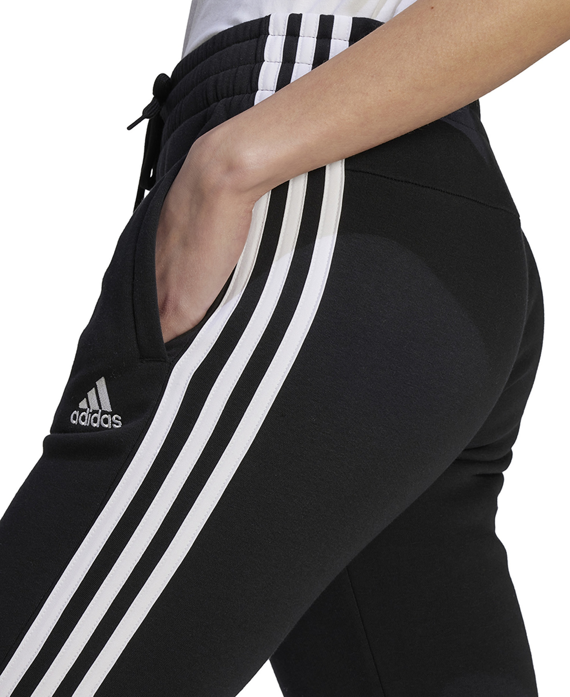 adidas Women's 3-Stripe Cotton Fleece Sweatpant Jogger - Black/white