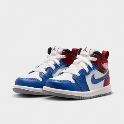 Kids' Toddler Air Jordan Retro 1 Mid Casual Shoes - True Blue/Varsity Red/Black/Summit White - view 2