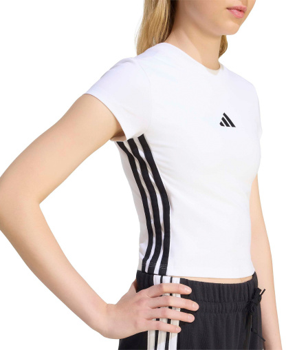 adidas Women's Essentials 3-Stripes Padded Slim Baby Cotton-Blend T-Shirt - White/black