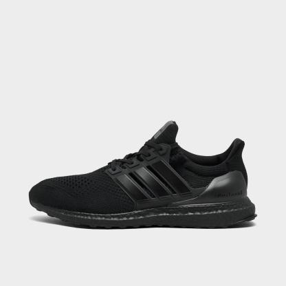 Men's adidas Ultraboost 1.0 Running Shoes - Black/Black/Beam Green - Left shoe facing left. Outside of the shoe.