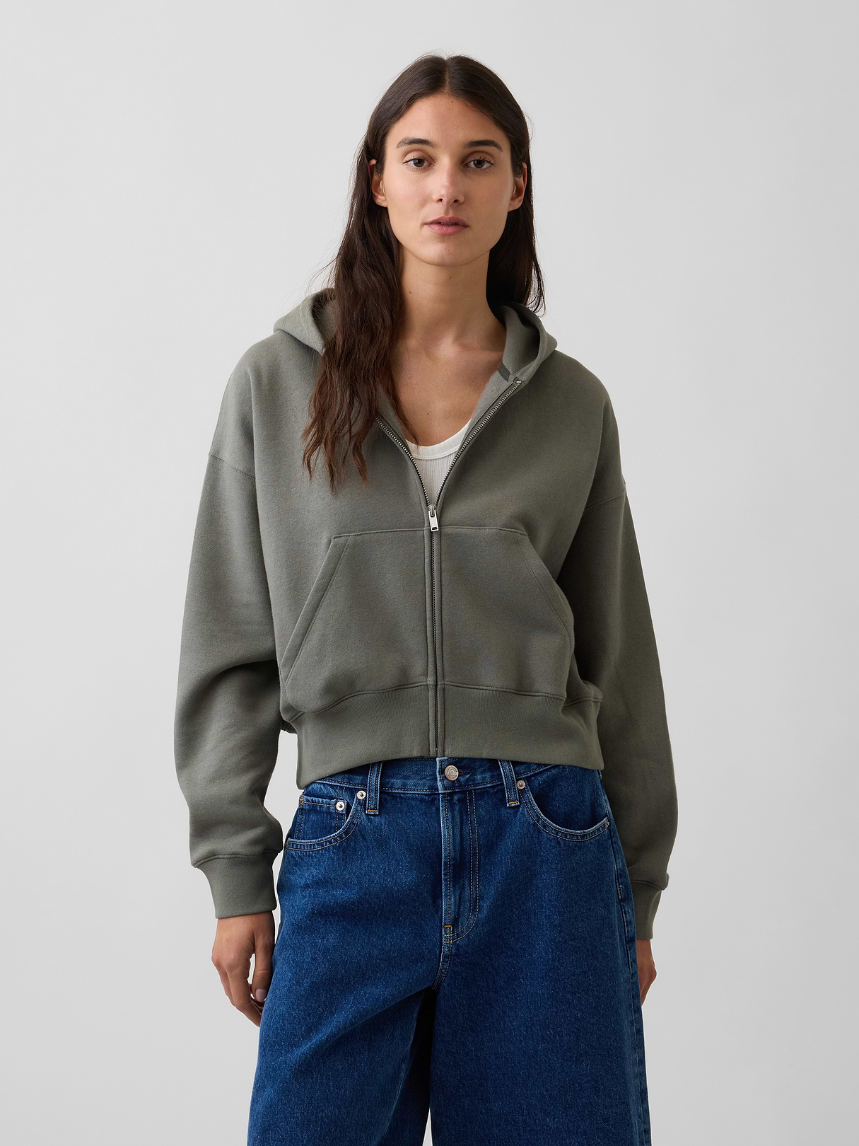 VintageSoft Wedge Zip Hoodie - Castor grey