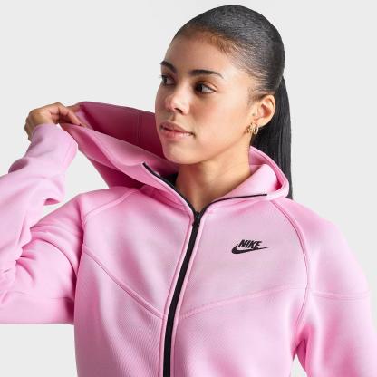 Women's Nithtke Sportswear Tech Fleece Windrunner Full-Zip Hoodie - Pink Rise/Black
