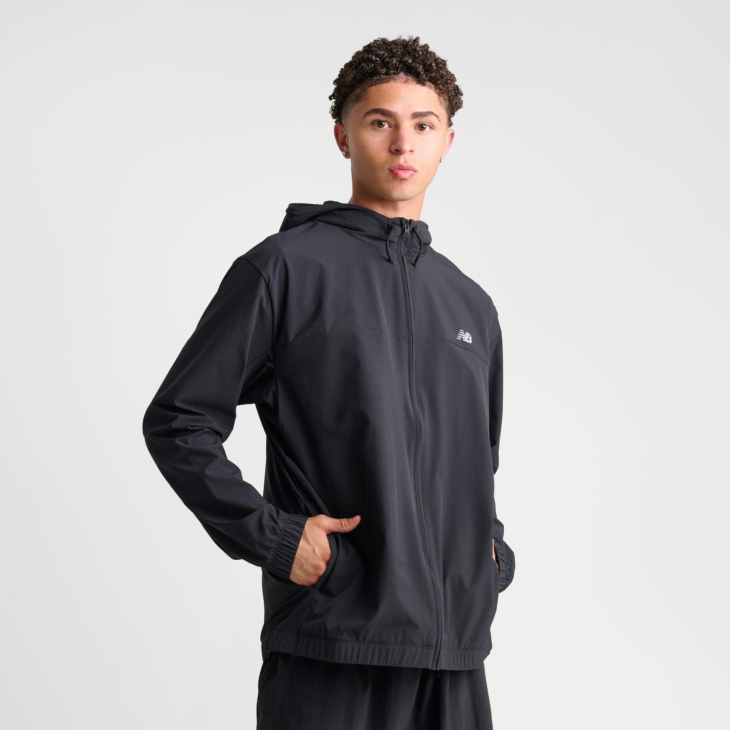 Men's New Balance Sport Essentials Woven Full-Zip Jacket - Black/Black - view 3