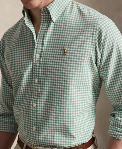 Polo Ralph Lauren Men's Classic-Fit Plaid Brushed Oxford Shirt - Faded Mint/White