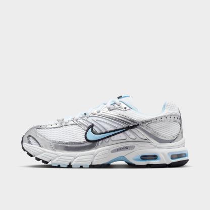 Women's Nithtke Air Max Moto 2K Casual Shoes - Part 2 - White/Metallic Silver/Black/Hydrogen Blue - Left shoe facing left. Outside of the shoe.