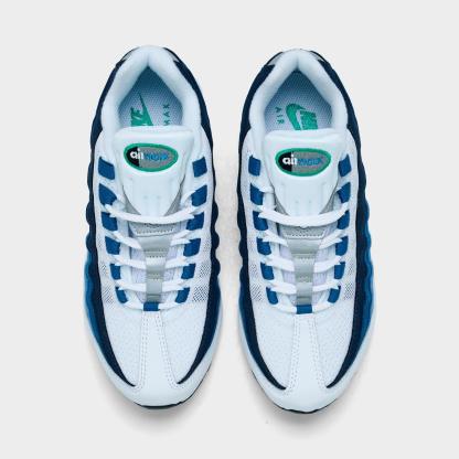 Big Kids' Nike Air Max 95 Big Bubble Casual Shoes - White/Emerald Green/Lake Blue
