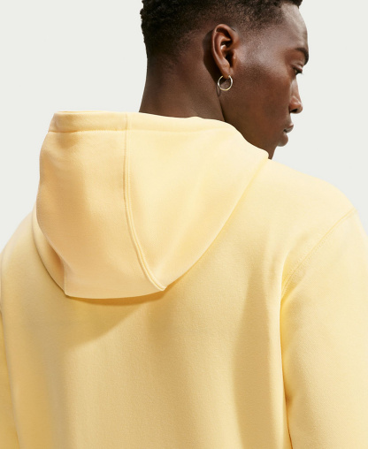 Nike Men's Club Pullover Fleece Hoodie Logo - Soft Yellow/White