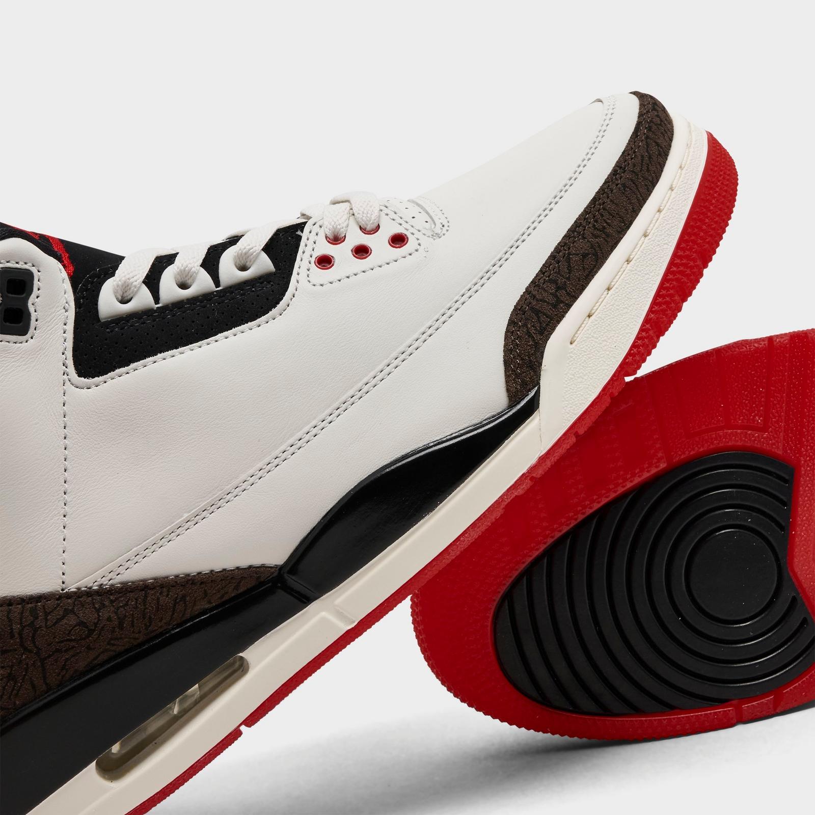 Men's Air Jordan Retro 3 Basketball Shoes - Sail/Black/University Red/Pale Ivory/Palomino - view 3