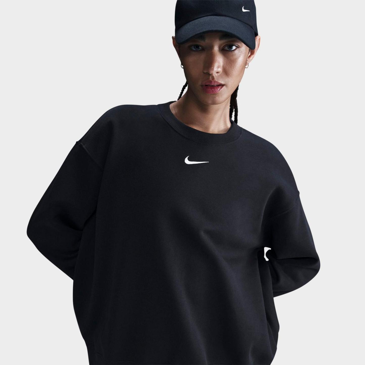 Women's Nike Sportswear Phoenix Fleece Oversized Crewneck Sweatshirt - Black/Sail