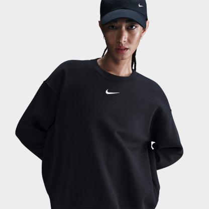 Women's Nike Sportswear Phoenix Fleece Oversized Crewneck Sweatshirt - Black/Sail