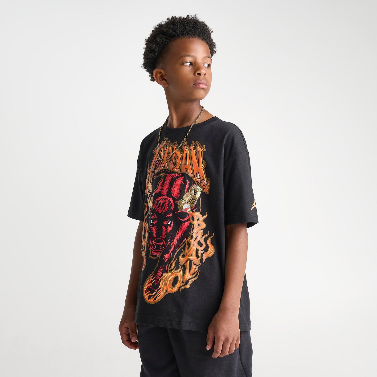 Big Kids' Jordan Toro Bravo Retro Graphic T-Shirt - Black - view 3