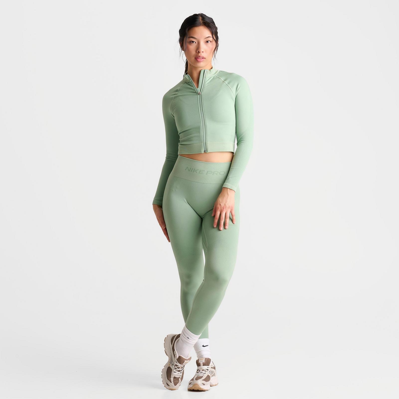 Women's Nike Pro Seamless Cropped Full-Zip Training Top - Steam