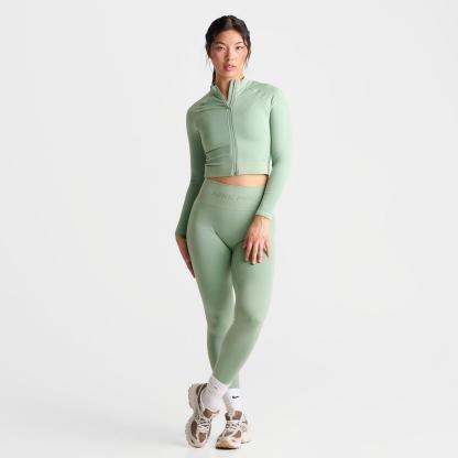 Women's Nike Pro Seamless Cropped Full-Zip Training Top - Steam
