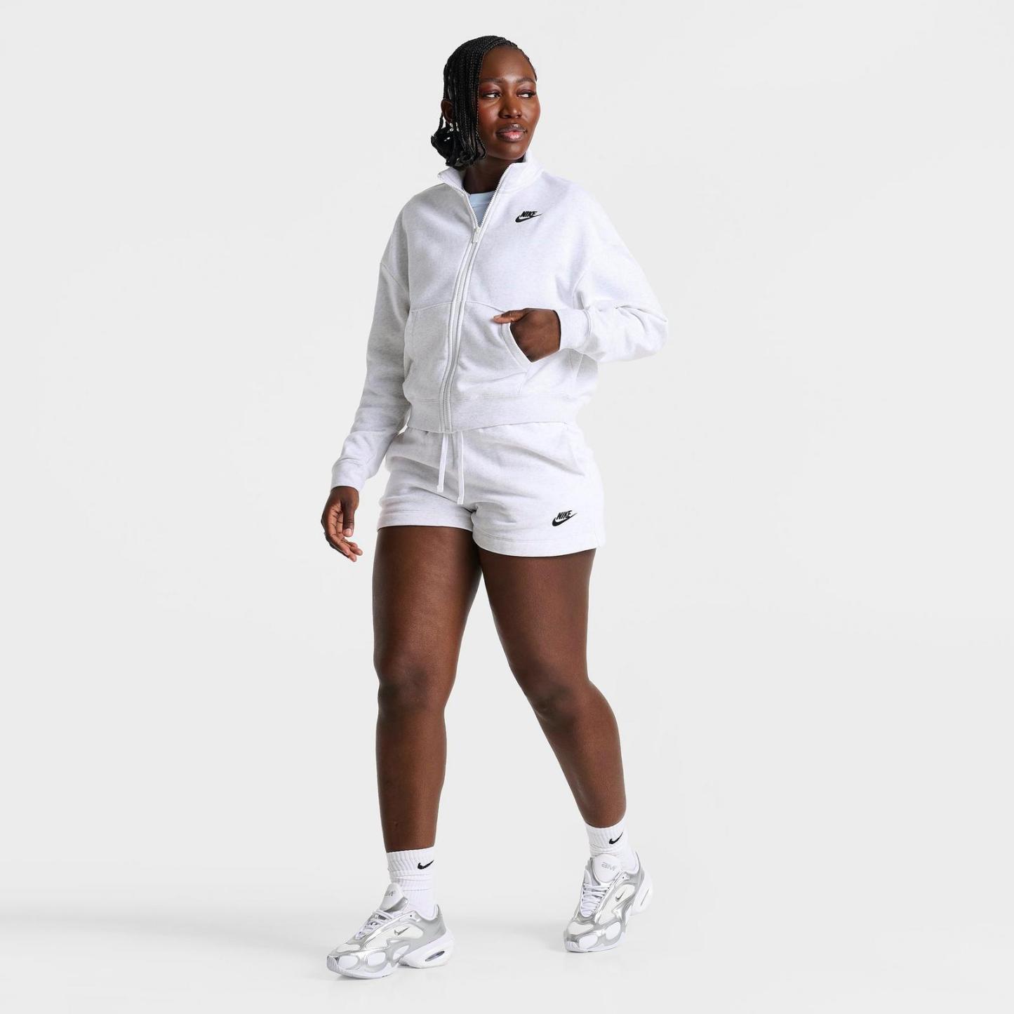 Women's Nike Sportswear Club Fleece Loose Track Jacket - Birch Heather/Black
