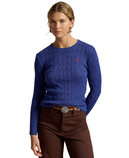Polo Ralph Lauren Women's Cable-Knit Cotton Crewneck Sweater - Charter Blue