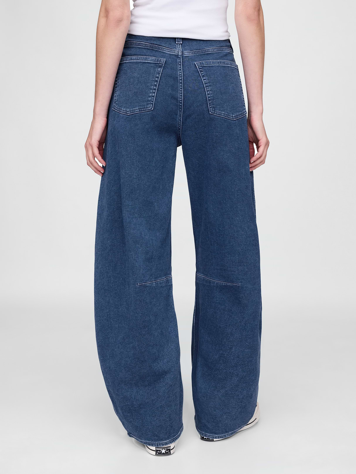 High Rise UltraSoft Crossover Horseshoe Jeans - Medium indigo