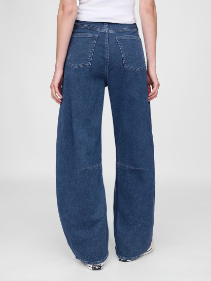 High Rise UltraSoft Crossover Horseshoe Jeans - Medium indigo