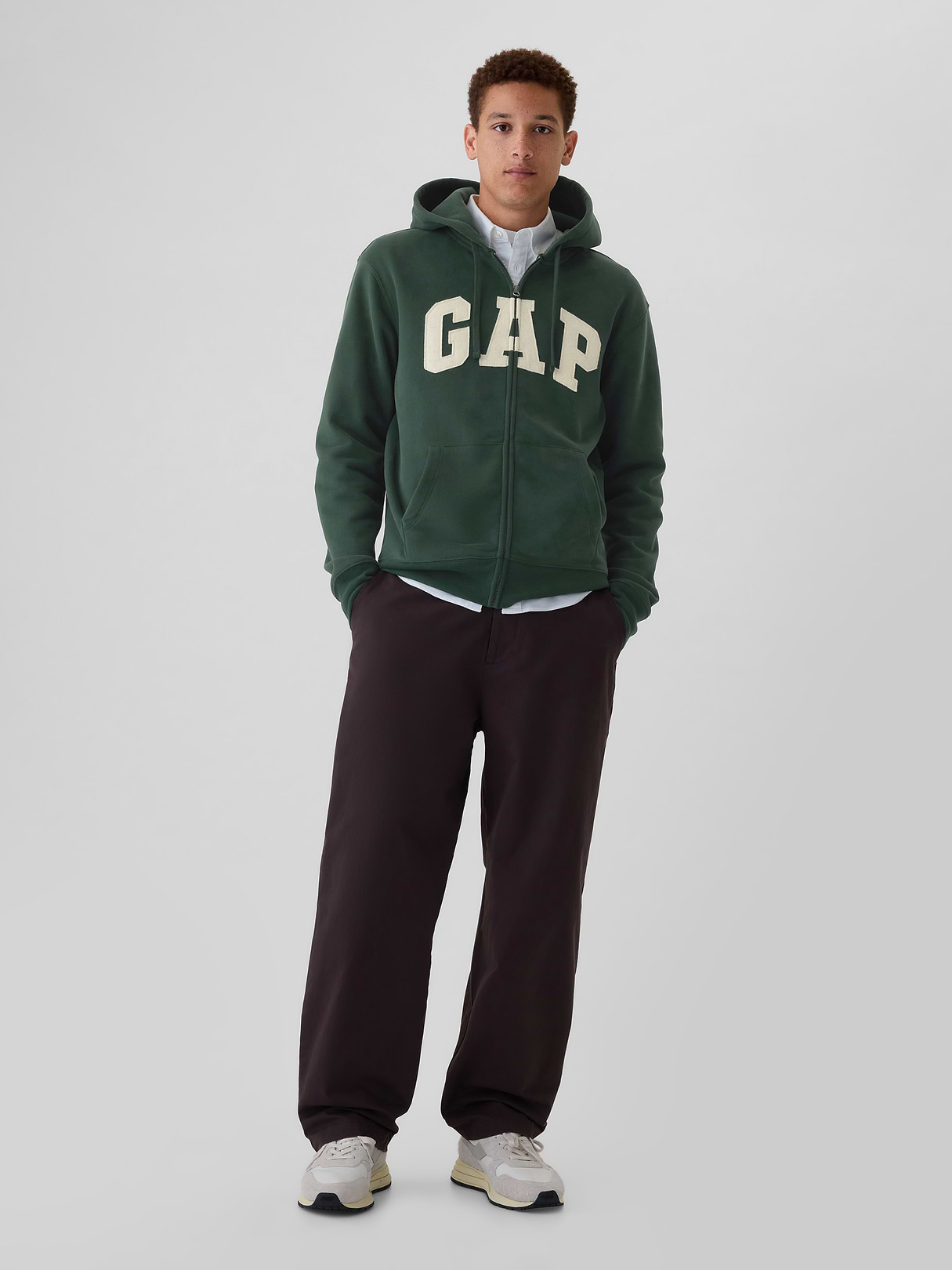 Adult VintageSoft Arch Logo Zip Hoodie - ESSEX GREEN