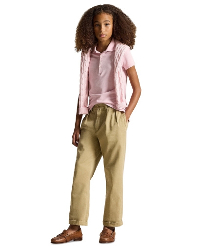 Polo Ralph Lauren Girls' 7-16 Stretch Cotton Mesh Polo Shirt - Hint of Pink