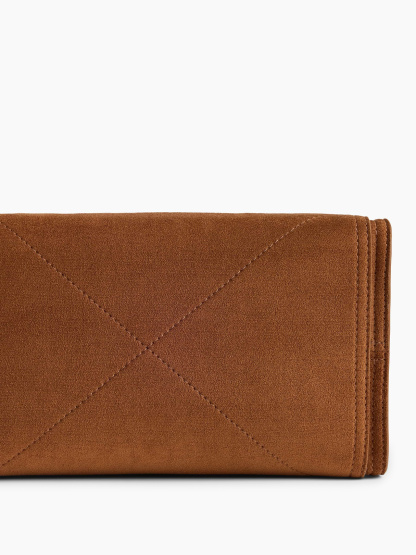 Vegan Suede Five Pocket Tote - Palomino brown