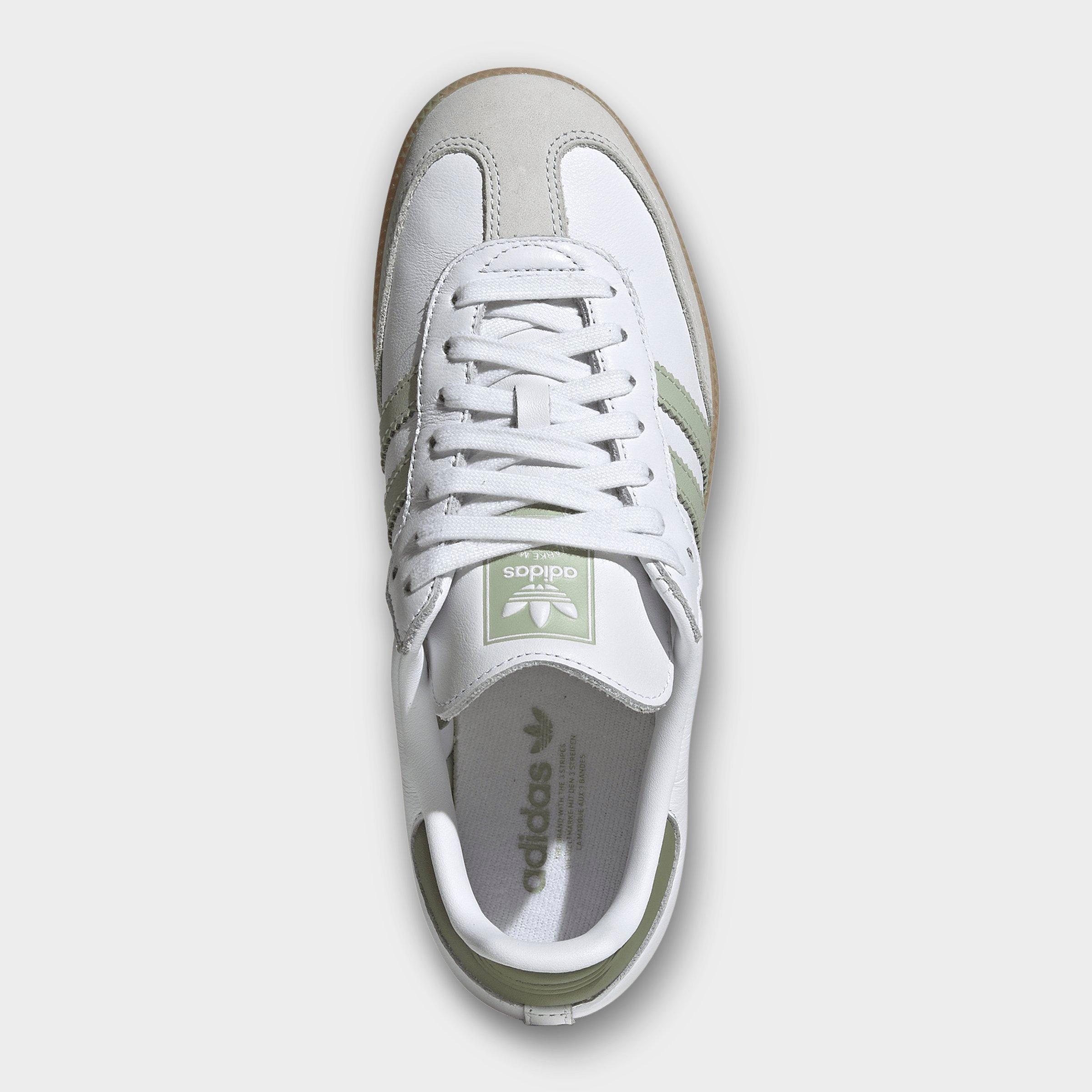 Women's adidas Originals Samba OG Casual Shoes - Part 1 - Cloud White/Halo Green/Tent Green - Top view