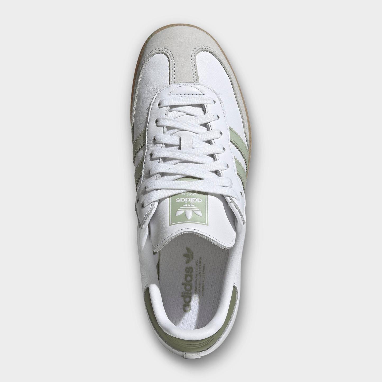 Women's adidas Originals Samba OG Casual Shoes - Part 1 - Cloud White/Halo Green/Tent Green - Top view