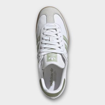Women's adidas Originals Samba OG Casual Shoes - Part 1 - Cloud White/Halo Green/Tent Green - Top view