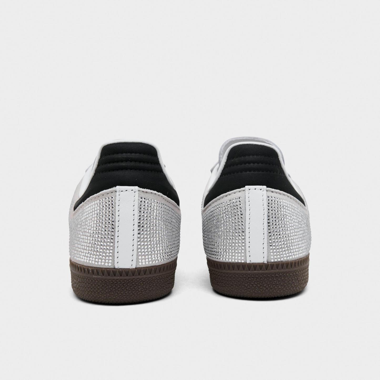 Women's adidas Originals Samba OG Rhinestone Casual Shoes - Crystal White/Core White/Silver Metallic - Back view
