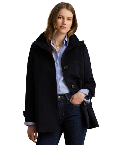 Lauren Ralph Lauren Women's Icon Hooded A-Line Coat, Created for Macy's - Dark Navy