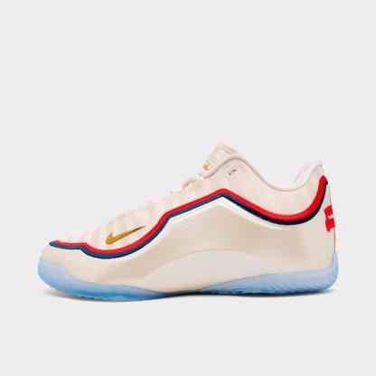 Big Kids' Nithtke LeBron 23 Basketball Shoes - Pale Ivory/Metallic Gold/University Red - Left shoe facing left. Outside of the shoe.