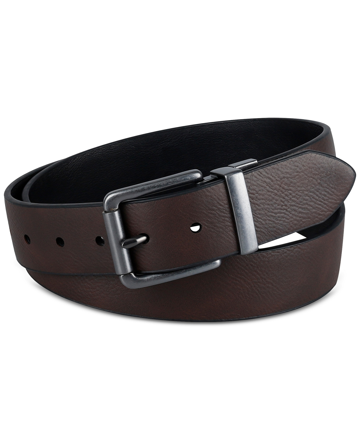 Levi's Men's Logo Buckle Stretch Reversible Leather Belt - Black/Brown