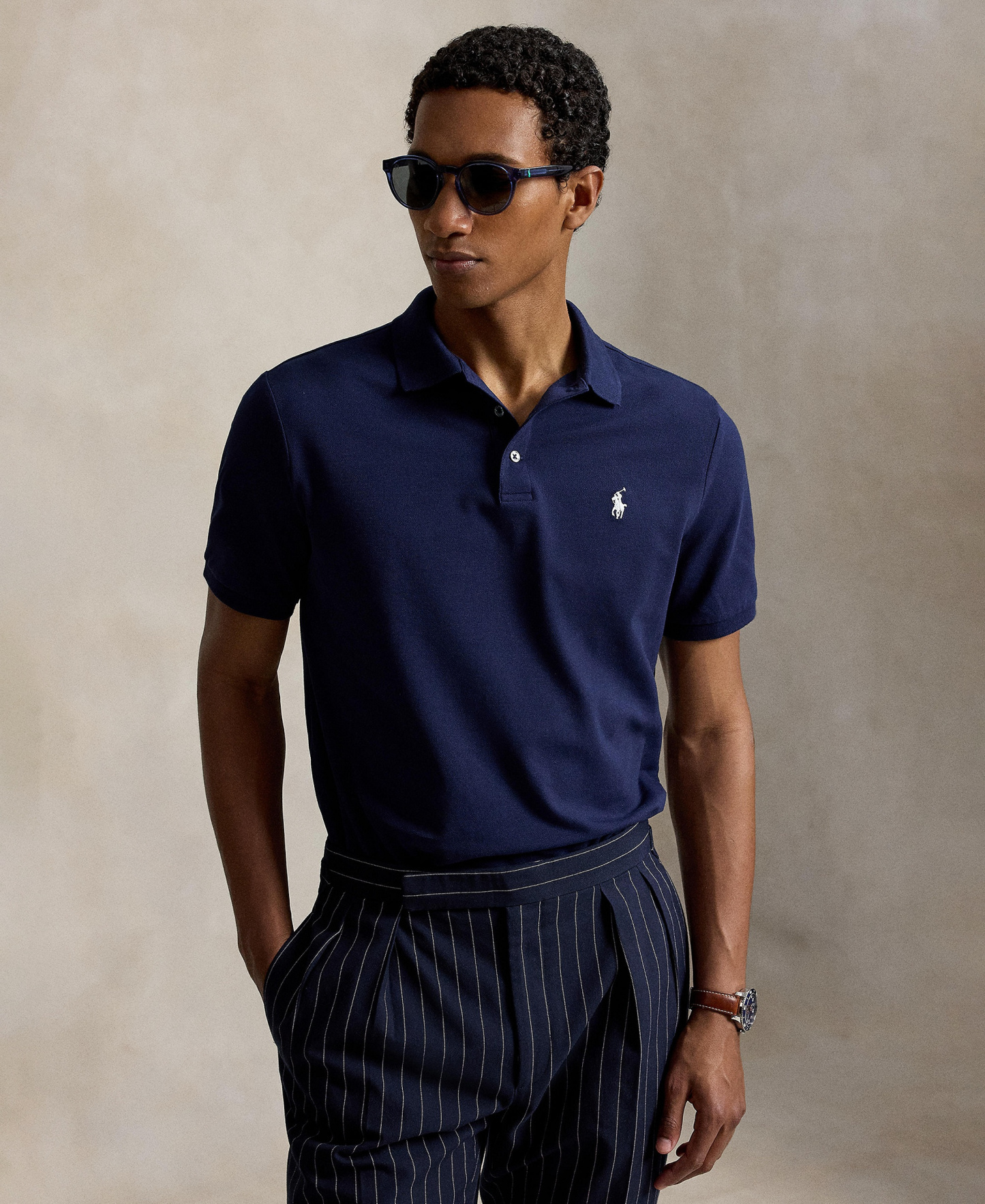Polo Ralph Lauren Men's Classic-Fit Stretch Mesh Polo Shirt - Refined Navy/Smoke