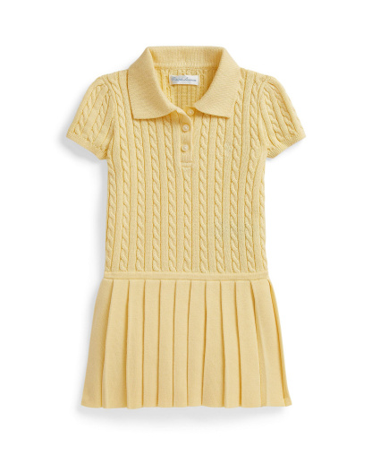 Polo Ralph Lauren Baby Girls' Mini-Cable Polo Sweater Dress - Yellow