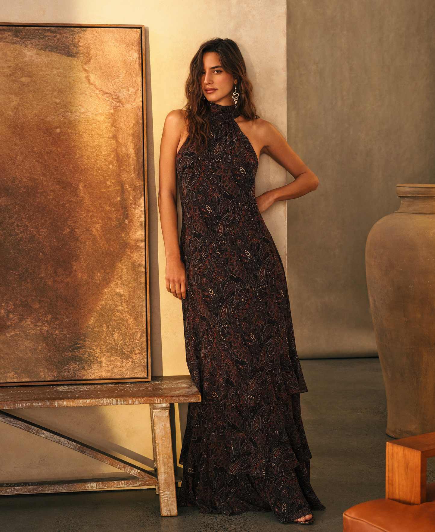 Lauren Ralph Lauren Women's Paisley Georgette Tiered Mockneck Gown - Black Multi
