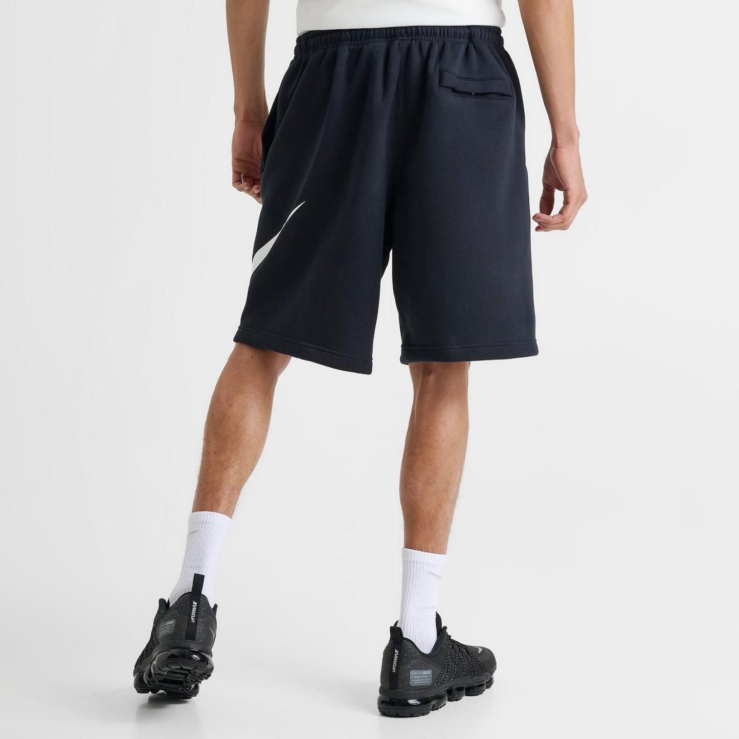 Men's Nike Club Fleece Swoosh Graphic Shorts - Black/Black/White