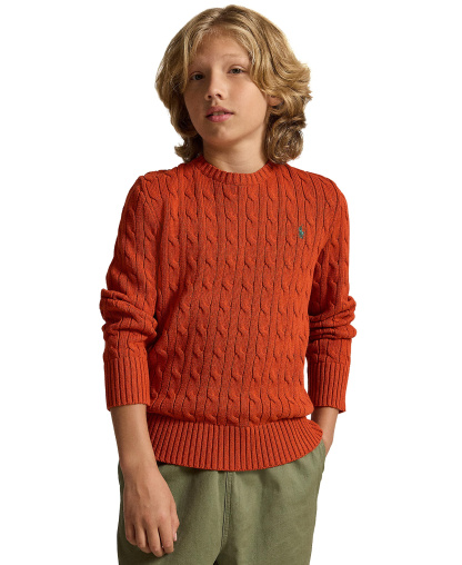 Polo Ralph Lauren Boys' 8-20 Cable-Knit Cotton Sweater - Varsity Orange