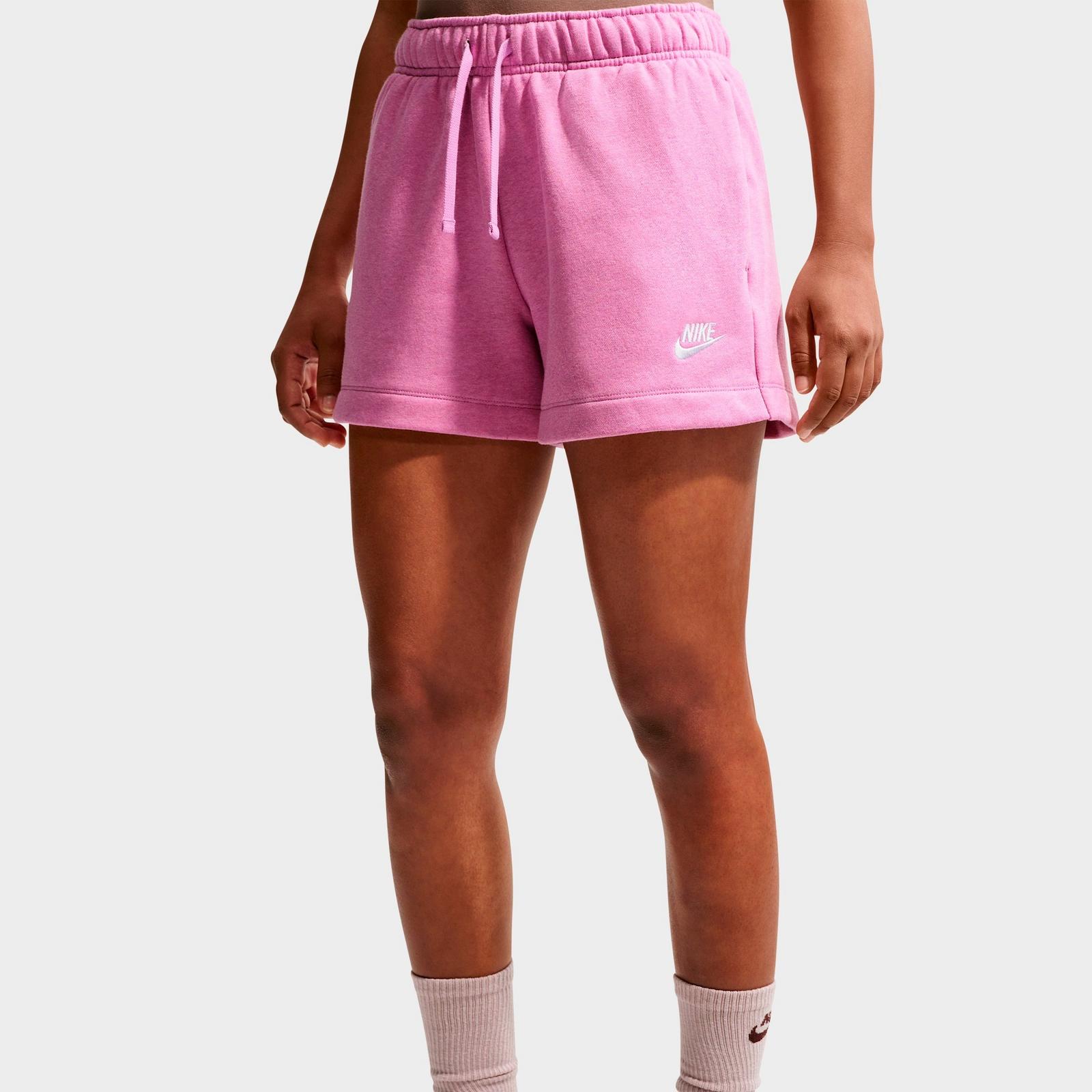 Women's Nike Sportswear Club Fleece Mid-Rise Shorts - Light Magenta/Heather/White