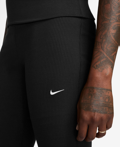 Nike Women's Sportswear Chill Knit Mid-Rise Tight Ribbed Pants - Black/white