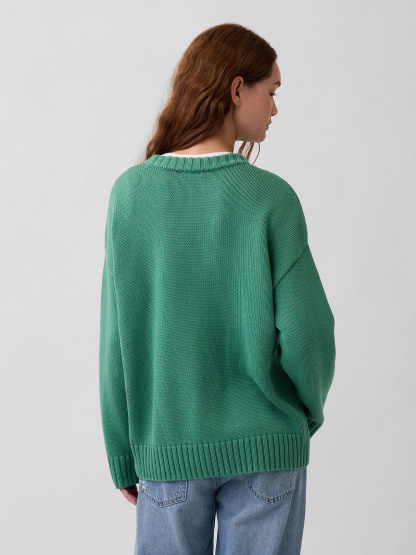 100% Cotton Oversized Sweater - Arctic green