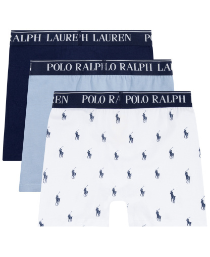 Polo Ralph Lauren Boys' 8-20 Cotton Stretch Boxer Briefs, 3-Pack - Office Blue/White
