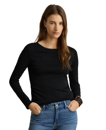 Lauren Ralph Lauren Cotton-Blend Long-Sleeve Top - Polo Black
